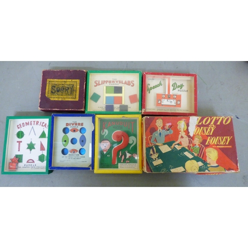 180 - Vintage toys: to include 'Ernest the Balancing Bear'; marbles and a Pelham puppet 'Pinocchio'