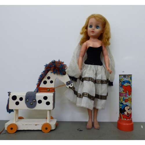 180 - Vintage toys: to include 'Ernest the Balancing Bear'; marbles and a Pelham puppet 'Pinocchio'