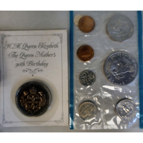 34 - Uncollated British and other pre/post decimal coins: to include an 1890 Crown&nbsp; cased