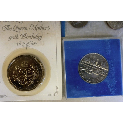 34 - Uncollated British and other pre/post decimal coins: to include an 1890 Crown&nbsp; cased