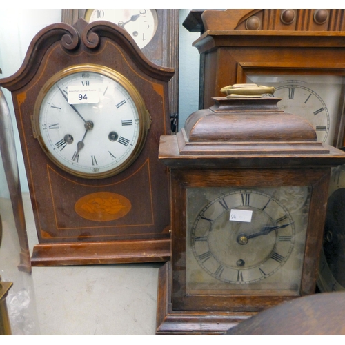94 - Clockmakers spares and repairs: to include early 20thC, variously cased mantel clock cases&nbsp; lar... 