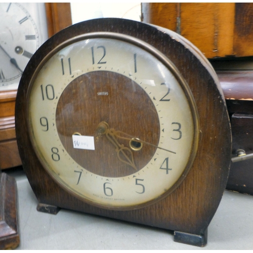 94 - Clockmakers spares and repairs: to include early 20thC, variously cased mantel clock cases&nbsp; lar... 