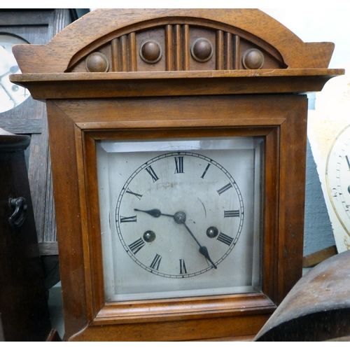 94 - Clockmakers spares and repairs: to include early 20thC, variously cased mantel clock cases&nbsp; lar... 