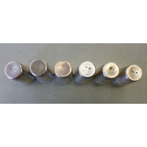 145 - Six silver gilt tot cups  stamped 875  (combined gross weight 140grms)