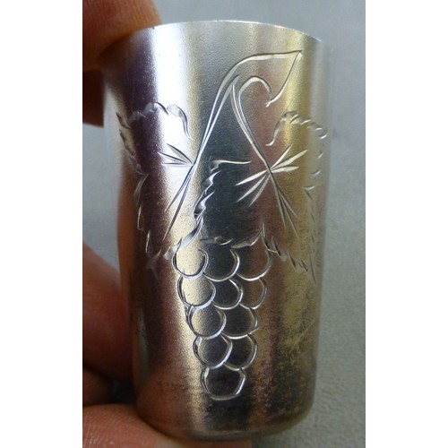 145 - Six silver gilt tot cups  stamped 875  (combined gross weight 140grms)