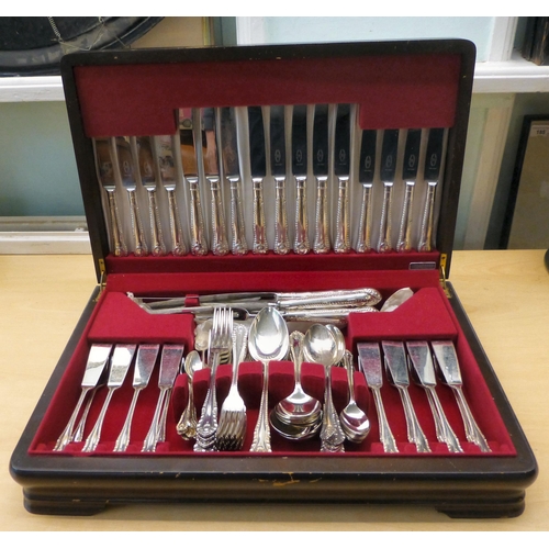 A George Butler silver plated canteen of Herringbone pattern cutlery ...