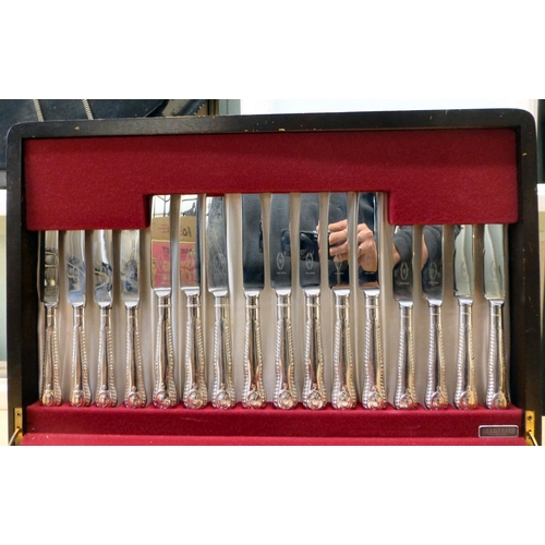 A George Butler silver plated canteen of Herringbone pattern cutlery ...