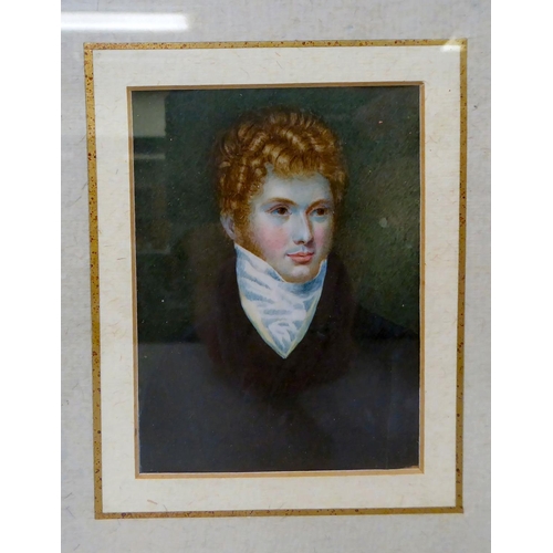 14 - Three late 19th/early 20thC portrait miniatures, young men&nbsp; watercolours&nbsp; all approx. 2