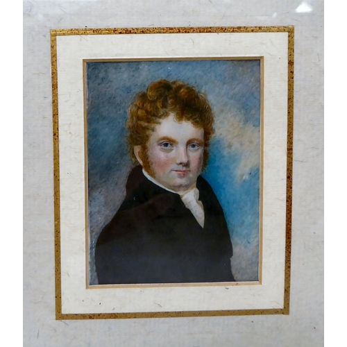 14 - Three late 19th/early 20thC portrait miniatures, young men&nbsp; watercolours&nbsp; all approx. 2