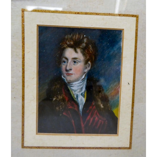 14 - Three late 19th/early 20thC portrait miniatures, young men&nbsp; watercolours&nbsp; all approx. 2