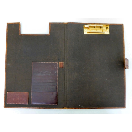16 - Fashion accessories: to include a tan coloured, stitched crocodile skin effect bound clipboard
