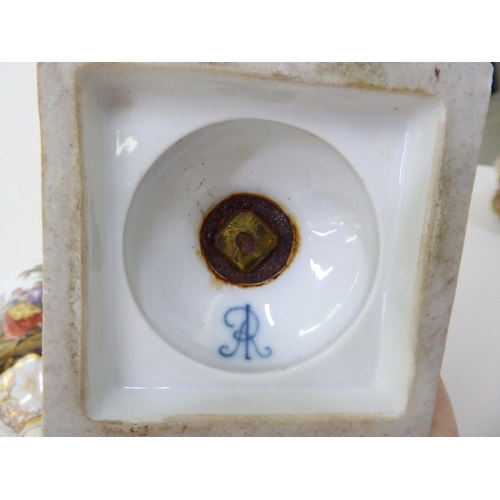 17 - A pair of Augustus Rex porcelain pedestal vases and covers, painted and hand finished, decorated wit... 