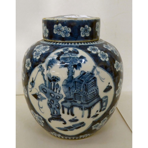 18 - 19th/20thC Oriental ceramics: to include a ginger jar and cover, decorated in blue and white&nbsp; 8... 
