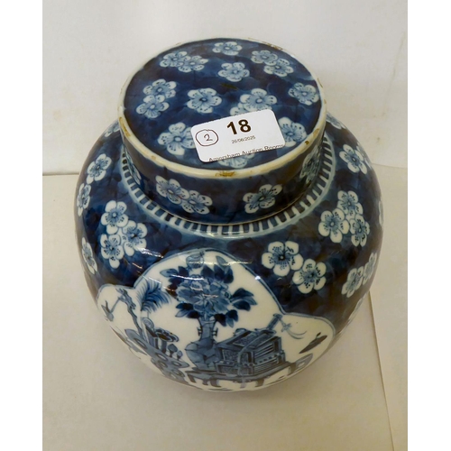 18 - 19th/20thC Oriental ceramics: to include a ginger jar and cover, decorated in blue and white&nbsp; 8... 
