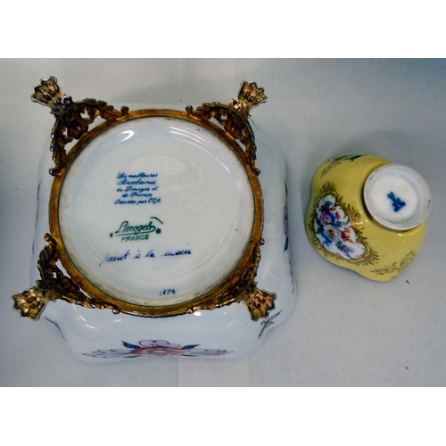 19 - Decorative ceramics: to include a Limoges porcelain dish with floral decoration and gilding&nbsp; 4
