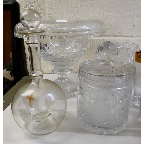 2 - 20thC glass and general tableware: to include a floral etched pedestal sweet dish  9