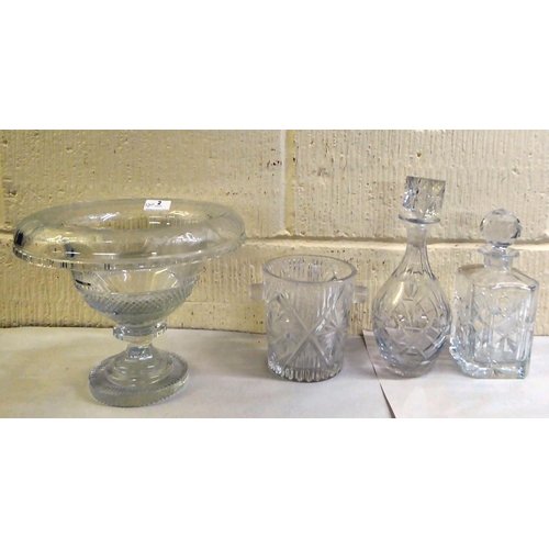 2 - 20thC glass and general tableware: to include a floral etched pedestal sweet dish  9
