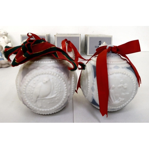 20 - Lladro and similar Christmas tree decorations: to include bells and baubles