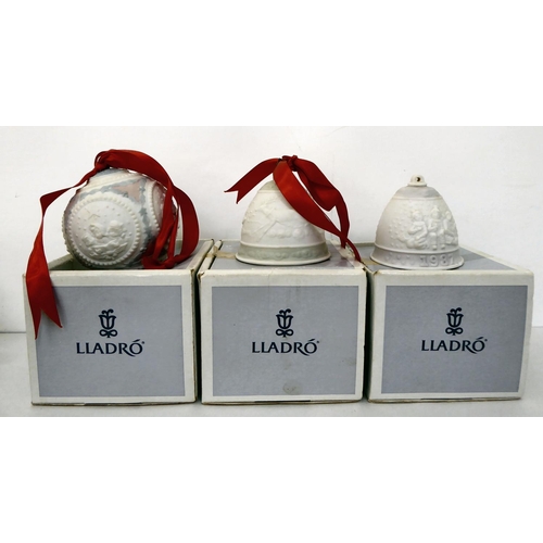 20 - Lladro and similar Christmas tree decorations: to include bells and baubles