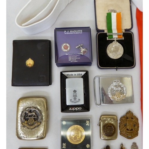 28 - Mainly Hampshire related militaria: to include a bayonet; printed sash; badges; buttons; and similar... 