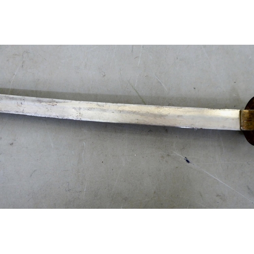 29 - A Japanese kutana with a simulated shagreen effect grip, cast metal tsuba and 29