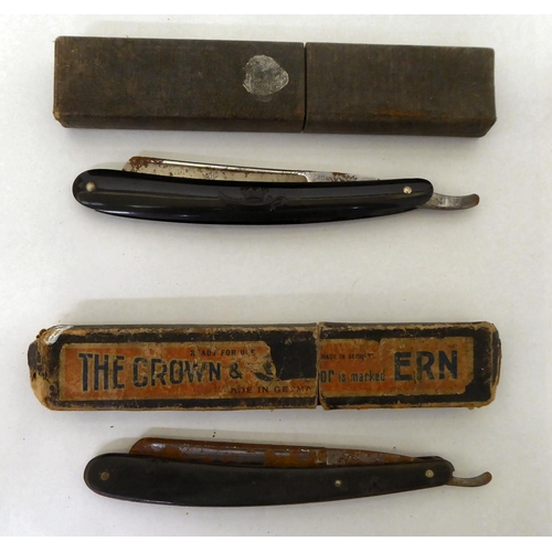 30 - 20thC hand-held collectables: to include corkscrews; cut throat razors; and pocket lighters