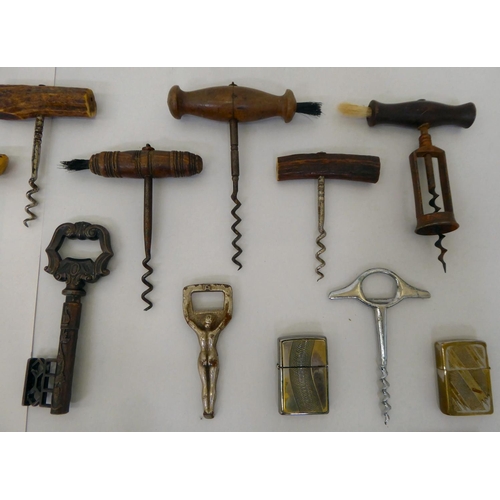 30 - 20thC hand-held collectables: to include corkscrews; cut throat razors; and pocket lighters