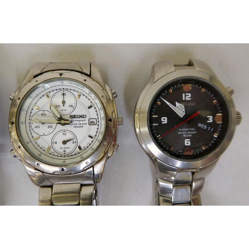 34 - Five dissimilar Seiko, stainless steel cased wristwatches