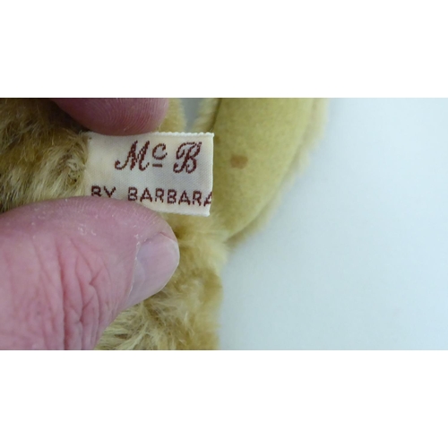 39 - Two Teddy bears by Barbara McConnell, viz. a Hartnell Bear; and a McB Bear&nbsp; both 14