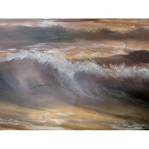 41 - J Booth - a seascape at sunset&nbsp; oil on board&nbsp; bears a signature&nbsp; 19