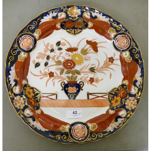 42 - Two late 18thC pearlware, oval serving dishes, decorated with a ribbon border  18