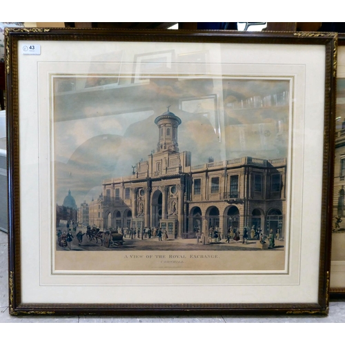 43 - Two Ackermann & Co engraving prints, circa 1836, viz. 'A View of The Royal Echange'; and 'East I... 