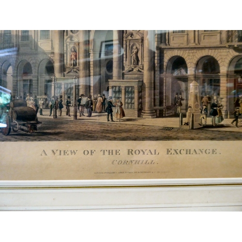 43 - Two Ackermann & Co engraving prints, circa 1836, viz. 'A View of The Royal Echange'; and 'East I... 