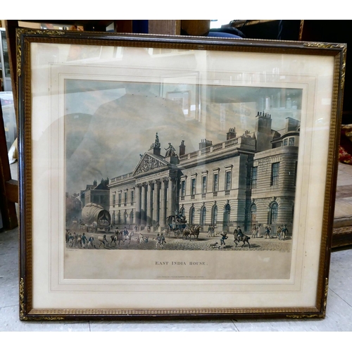 43 - Two Ackermann & Co engraving prints, circa 1836, viz. 'A View of The Royal Echange'; and 'East I... 