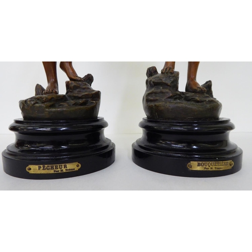 57 - After H Tremo - a pair of spelter figures 'Bouquetiere'&nbsp; 16.5