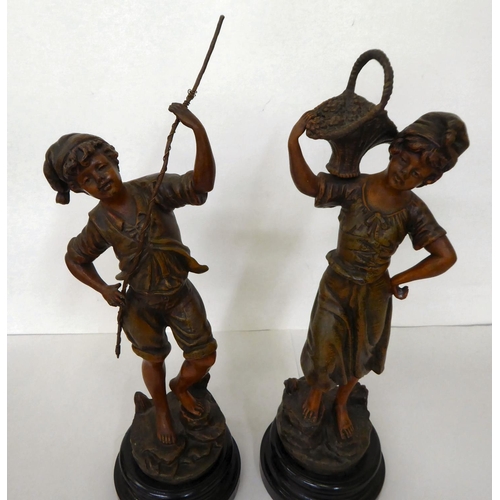 57 - After H Tremo - a pair of spelter figures 'Bouquetiere'&nbsp; 16.5