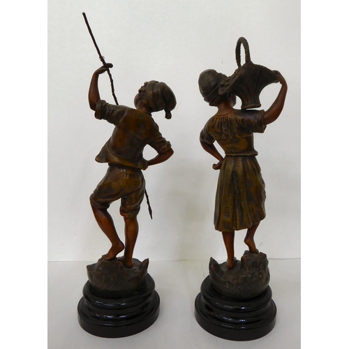 57 - After H Tremo - a pair of spelter figures 'Bouquetiere'&nbsp; 16.5