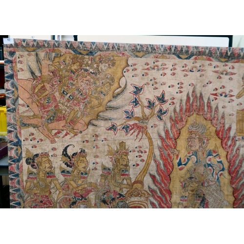 62 - An Asian Batik style fabric panel, depicting a fantasy ceremony  49