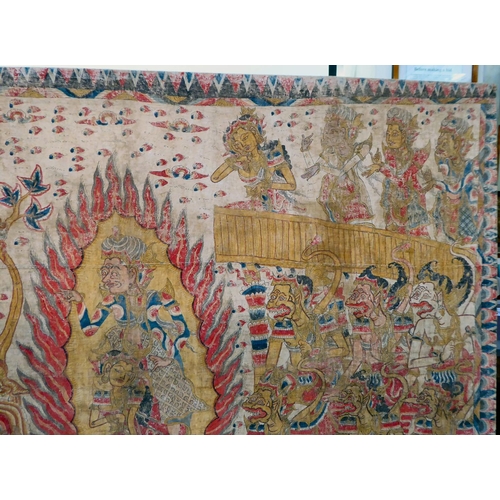 62 - An Asian Batik style fabric panel, depicting a fantasy ceremony  49