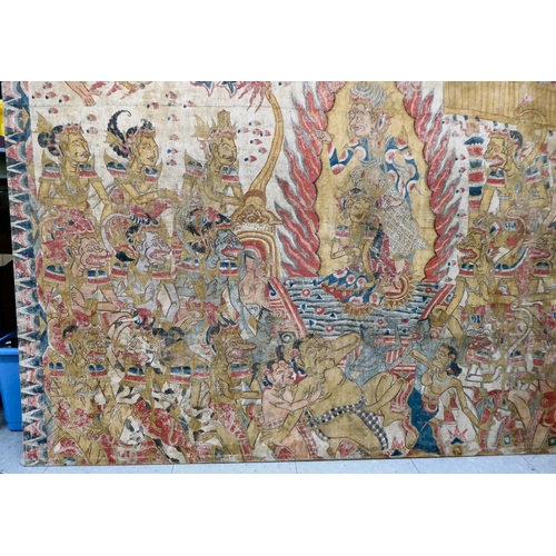 62 - An Asian Batik style fabric panel, depicting a fantasy ceremony  49
