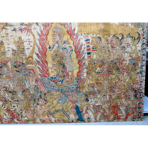62 - An Asian Batik style fabric panel, depicting a fantasy ceremony  49