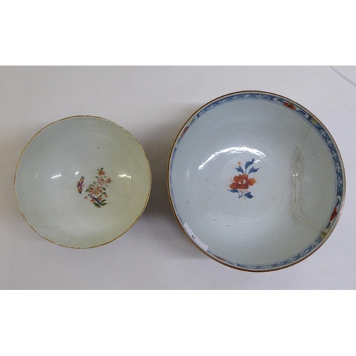 8 - 18th/19thC porcelain collectables: to include three individually decorated tea bowls