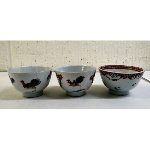8 - 18th/19thC porcelain collectables: to include three individually decorated tea bowls