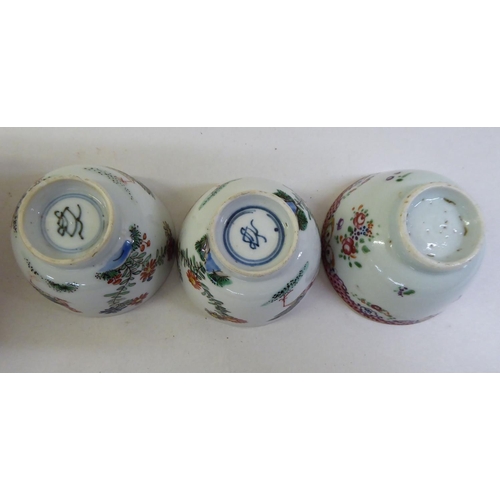 8 - 18th/19thC porcelain collectables: to include three individually decorated tea bowls