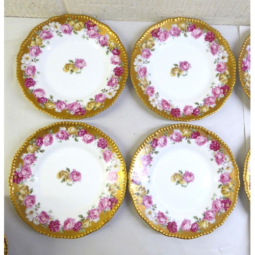 9 - A D&Co, France Bernardaud & Co Ltd Limoges china dessert service, decorated with roses and g... 