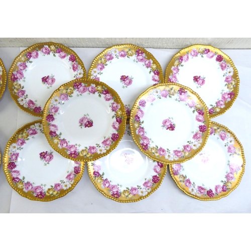 9 - A D&Co, France Bernardaud & Co Ltd Limoges china dessert service, decorated with roses and g... 