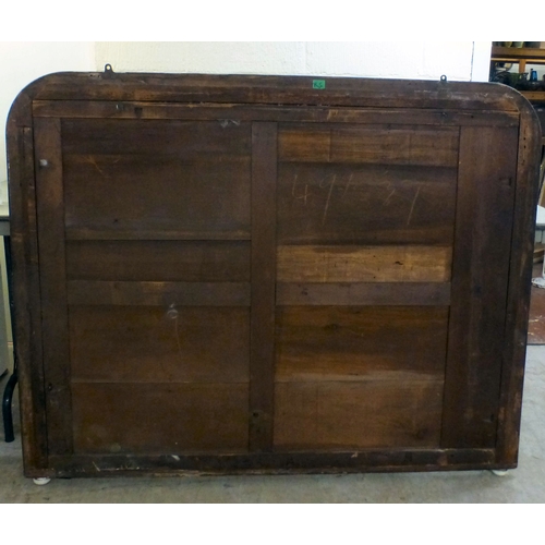 1 - A 19thC overmantel mirror, the shaped plate set in a floral decorated, moulded gilt frame  42