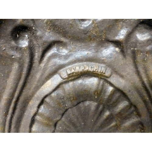 12 - An early/mid 20thC cast iron coal scuttle, fashioned as a shell&nbsp; 9.5