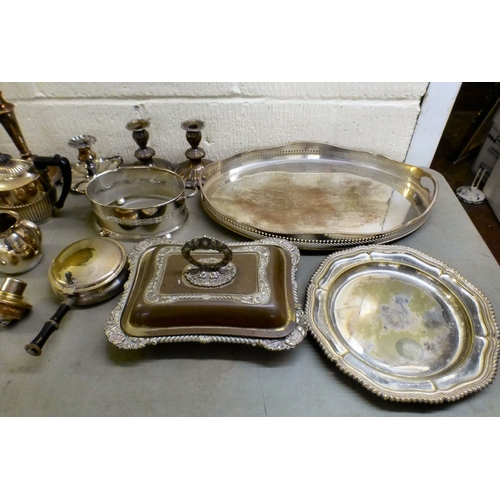 15 - Silver plated tableware: to include a lidded tureen
