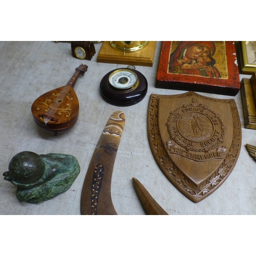 16 - Desk top accessories: to include a black lacquered letter rack&nbsp; 8